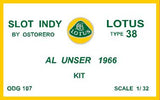 Lotus Type 38 Kit Unpainted - Al Unser 1966 - OUT OF PRODUCTION