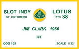 Lotus Type 38 Kit Unpainted - Jim Clark 1966 - OUT OF PRODUCTION